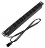 Rexant 04-0304-1 ∙ Блок распределения питания PDU горизонтальный 1U 8 розеток C13 10A без выкл алюм корп шнур 2м вилка C14 черн