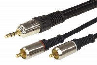 Rexant 17-4222 ∙ Шнур Стерео 3,5 мм - 2 RCA, длина 1,5 метра (GOLD-металл) REXANT ∙ кратно 10 шт