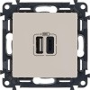 753206 ∙ Legrand Valena LIFE.Зарядное устройство с двумя USB-разьемами тип А-тип С 240В/5В 3000мА.С лицевой панелью.Цвет Слон