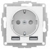 ATN000130 | Systeme Electric AtlasDesign Белый Розетка SO + USB A+A, 5В/2,4А, 2х5В/1,2А, механизм