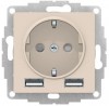 ATN000230 | Systeme Electric AtlasDesign Бежевый SO + USB Розетка A+A, 5В/2,4А, 2х5В/1,2А, механизм