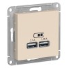 Schneider Electric ATN000233 ∙ Systeme Electric AtlasDesign Беж USB, 5В, 1 порт x 2,1 А, 2 порта х 1,05 А, механизм