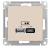 ATN000239 | Systeme Electric AtlasDesign Бежевый USB A+С, 5В/2,4А, 2х5В/1,2А, механизм