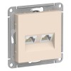 Schneider Electric ATN000285 ∙ Systeme Electric AtlasDesign Беж Розетка двойная компьютерная RJ45+RJ45, кат.5E, механизм