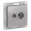 Schneider Electric ATN000389 ∙ Systeme Electric AtlasDesign Алюминий Розетка двойная комп+ТВ, RJ45+TV, кат.5E, механизм