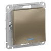 Schneider Electric ATN000513 ∙ Systeme Electric AtlasDesign Шампань Выключатель 1-клавишный с подсветкой, сх.1а, 10АХ, механизм