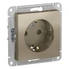 Schneider Electric ATN000545 ∙ Systeme Electric AtlasDesign Шампань Розетка с/з со шторками, 16А, механизм