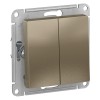 Schneider Electric ATN000551 ∙ Systeme Electric AtlasDesign Шампань Выключатель 2-клавишный сх.5, 10АХ, механизм