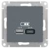 Schneider Electric ATN000739 ∙ Systeme Electric AtlasDesign Грифиль USB A+С, 5В/2,4А, 2х5В/1,2А, механизм