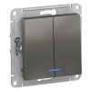 Schneider Electric ATN000953 ∙ Systeme Electric AtlasDesign Сталь Выключатель 2-клавишный с подсветкой, сх.5а, 10АХ, механизм