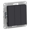 Schneider Electric ATN001031 ∙ Systeme Electric AtlasDesign Карбон Выключатель 3-клавишный сх.1+1+1, 10АХ, механизм