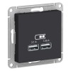 Schneider Electric ATN001033 ∙ Systeme Electric AtlasDesign Карбон USB, 5В, 1 порт x 2,1 А, 2 порта х 1,05 А, механизм