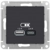 Schneider Electric ATN001039 ∙ Systeme Electric AtlasDesign Карбон USB A+С, 5В/2,4А, 2х5В/1,2 А, механизм