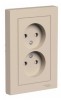 ATN001222 ∙ Systeme Electric AtlasDesign Песочный Розетка двойная б/з со шторками,16А, в сборе