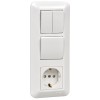 Schneider Electric BK2VR-008A-BI ∙ Systeme Electric Wessen Прима внутр Бел Блок: Розетка с/з + Выключатель 1-кл. + Выключатель 2-кл. (индивид.уп