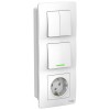 Schneider Electric BLNBS101211 ∙ Systeme Electric Blanca внутр Бел Блок: Розетка з/к шт 16А, 250В+выкл 1кл.с подсветкой+выкл 2кл.