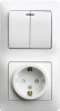 GSL000175 ∙ Systeme Electric Glossa Бел Блок: розетка с/з со шторками и 2-кл. выключатель с подсветкой