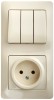 GSL000276 ∙ Systeme Electric Glossa Беж Блок: розетка и 3-кл. выключатель