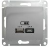 GSL000339 ∙ Systeme Electric Glossa Алюминий Розетка USB A+С, 5В/2,4А, 2х5В/1,2А