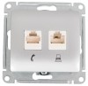 GSL000385 ∙ Systeme Electric Glossa Алюминий Розетка 2-я RJ11+RJ45, кат.5E