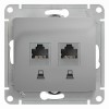 Schneider Electric GSL000385KK ∙ Systeme Electric Glossa Алюминий Розетка 2-ая компьютерная RJ45+RJ45, кат.5E