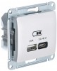 GSL000629 ∙ Systeme Electric Glossa Перламутр USB Розетка A + тип-C 45W высокоскор.заряд. QC, PD, мех.