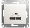 GSL000639 ∙ Systeme Electric Glossa Перламутр USB Розетка A+С, 5В/2,4А, 2х5В/1,2 А