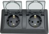 GSL000747 ∙ Systeme Electric Glossa Антрацит Розетка 2-ая с/з, со шторками, в сборе, IP44