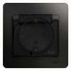 GSL000748 ∙ Systeme Electric Glossa Антрацит Розетка с/з со шторками с крышкой, 16А, IP44 (в сборе)