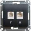 Schneider Electric GSL000785KK ∙ Systeme Electric Glossa Антрацит Розетка 2-ая компьютерная RJ45+RJ45, кат.5E