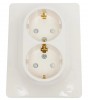 GSL000926 ∙ Systeme Electric Glossa Молочный Розетка 2-ая с/з со шторками (в сборе)