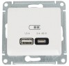 GSL000929 ∙ Systeme Electric Glossa Молочный USB Розетка A + тип-C 45W высокоскор.заряд. QC, PD, мех.