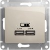 GSL000933 | Systeme Electric Glossa Молочный Розетка USB 5В/2,1А, 2х5В/1,05А