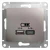 GSL001239 ∙ Systeme Electric Glossa Платина Розетка USB A+С, 5В/2,4А, 2х5В/1,2А