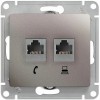 GSL001285 ∙ Systeme Electric Glossa Платина Розетка 2-ая RJ11+RJ45, кат.5E