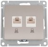 GSL001285KK ∙ Systeme Electric Glossa Платина Розетка 2-ая компьютерная RJ45+RJ45, кат.5E
