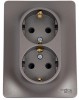 GSL001326 ∙ Systeme Electric Glossa Графит Розетка 2-ая с/з со шторками (в сборе)