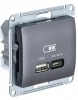 GSL001329 ∙ Systeme Electric Glossa Графит USB Розетка A + тип-C 45W высокоскор.заряд. QC, PD, мех.
