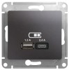 GSL001339 ∙ Systeme Electric Glossa Графит Розетка USB A+С, 5В/2,4А, 2х5В/1,2А