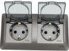 GSL001347 ∙ Systeme Electric Glossa Графит Розетка 2-ая с/з, со шторками, в сборе, IP44